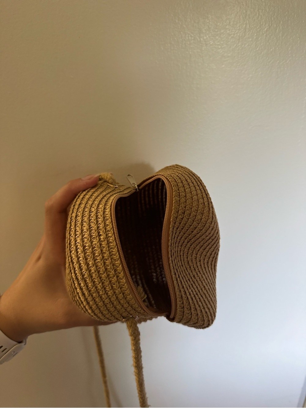 Tan Woven Round Crossbody Bag - Picture 3 of 4